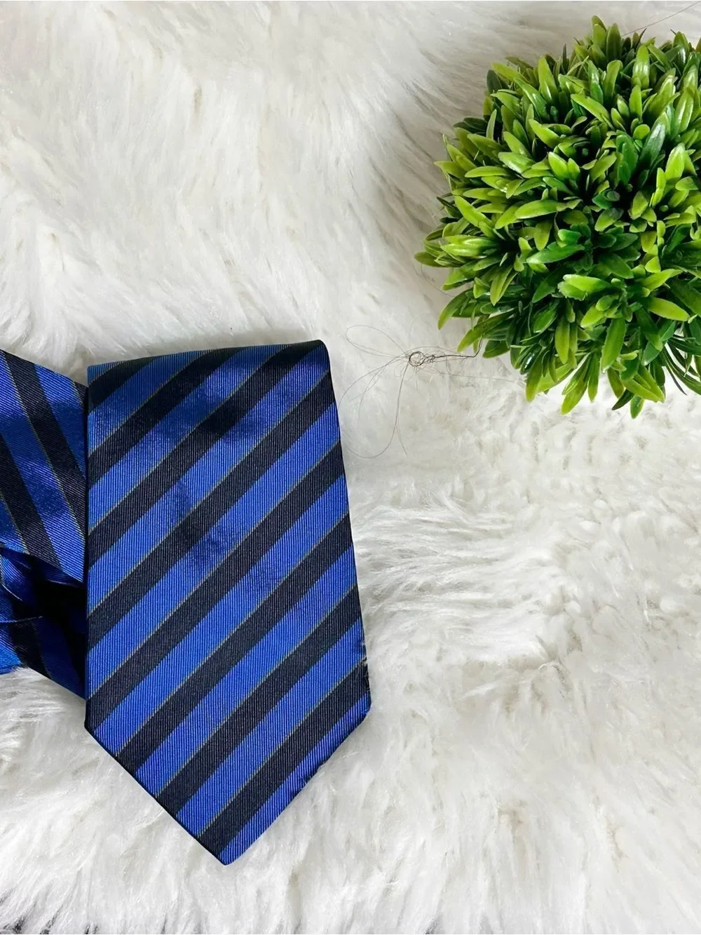 Salvatore Ferragamo Blue and Black Diagonal Stripe Tie 100% silk